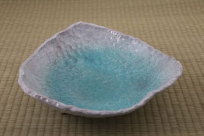 Bowl - w/Leg - Triangle - Blue Ocho