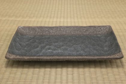 Plate - Oblong - Nuriwake Black Pearl - 31.5 x 17cm